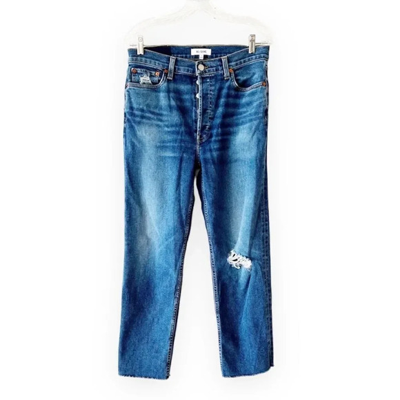 Re/Done Levi’s 70’s Stovepipe‎ Jeans Size 29 Worn True Indigo Straight Cropped - Picture 1 of 15